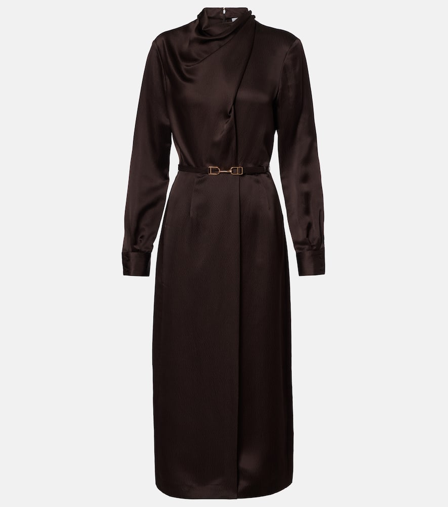 Gabriela Hearst Josef Belted Silk Midi Dress In Brown