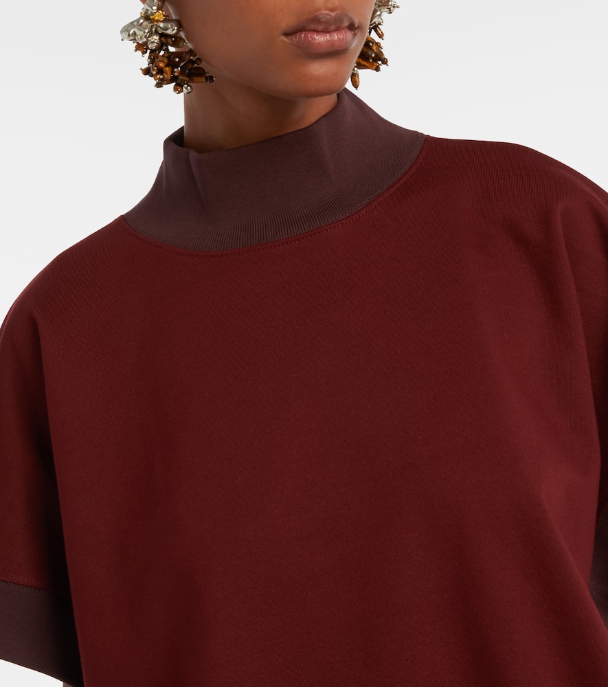 Dries Van Noten Short-sleeved Turtleneck Sweatshirt In Burgundy