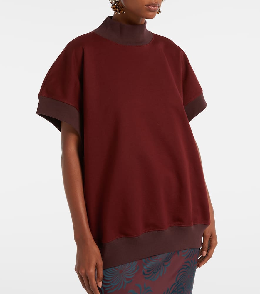 Dries Van Noten Short-sleeved Turtleneck Sweatshirt In Burgundy