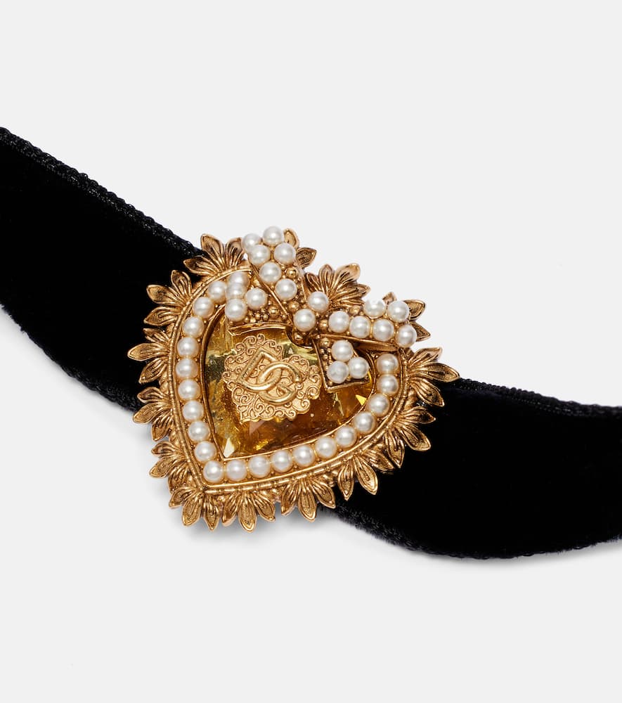 Dolce & Gabbana Dg Velvet Choker In Black