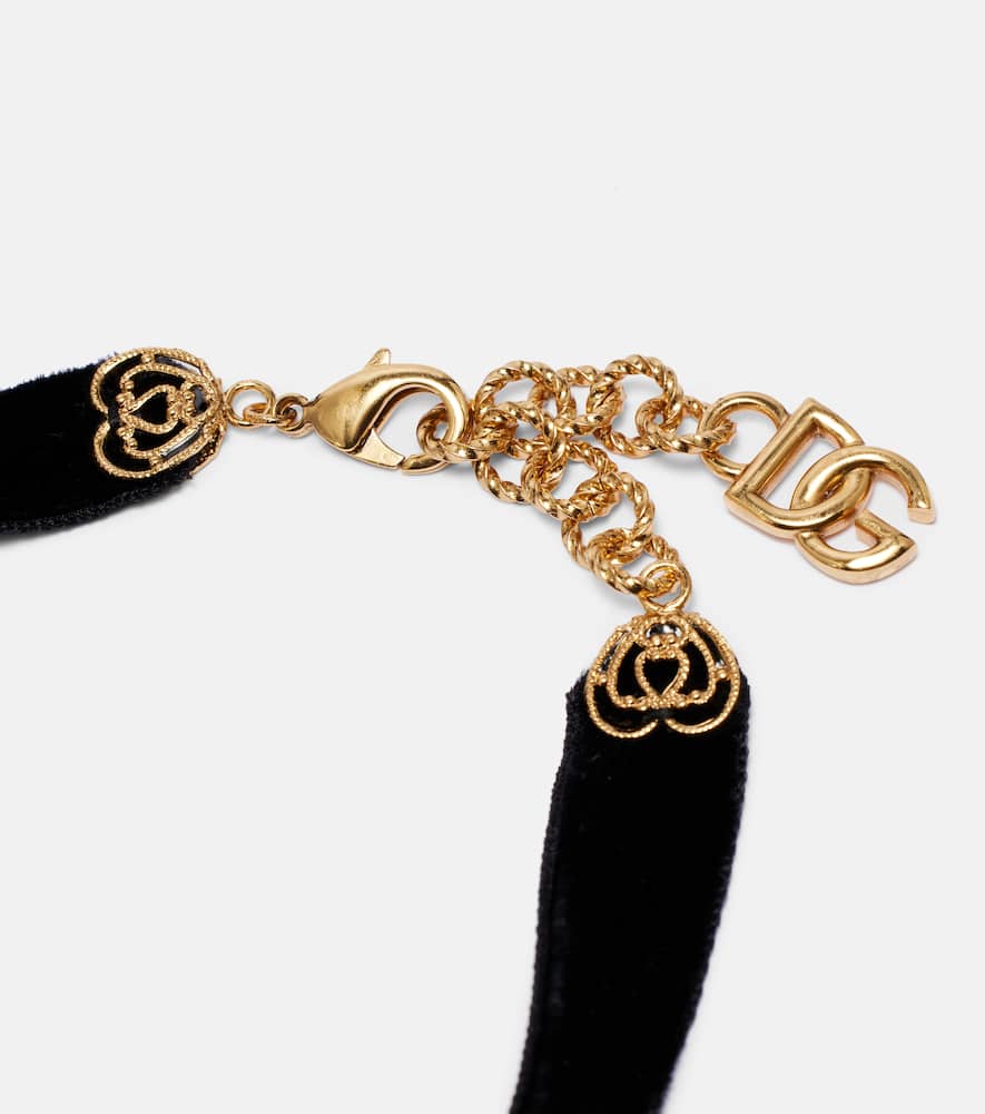 Dolce & Gabbana Dg Velvet Choker In Black