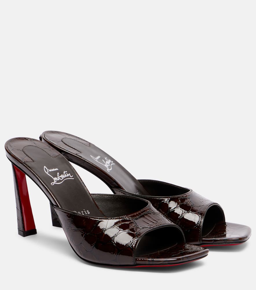 Christian Louboutin Condora 85 Patent Leather Mules In Brown