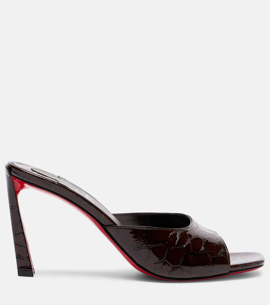 Christian Louboutin Condora 85 Patent Leather Mules In Brown
