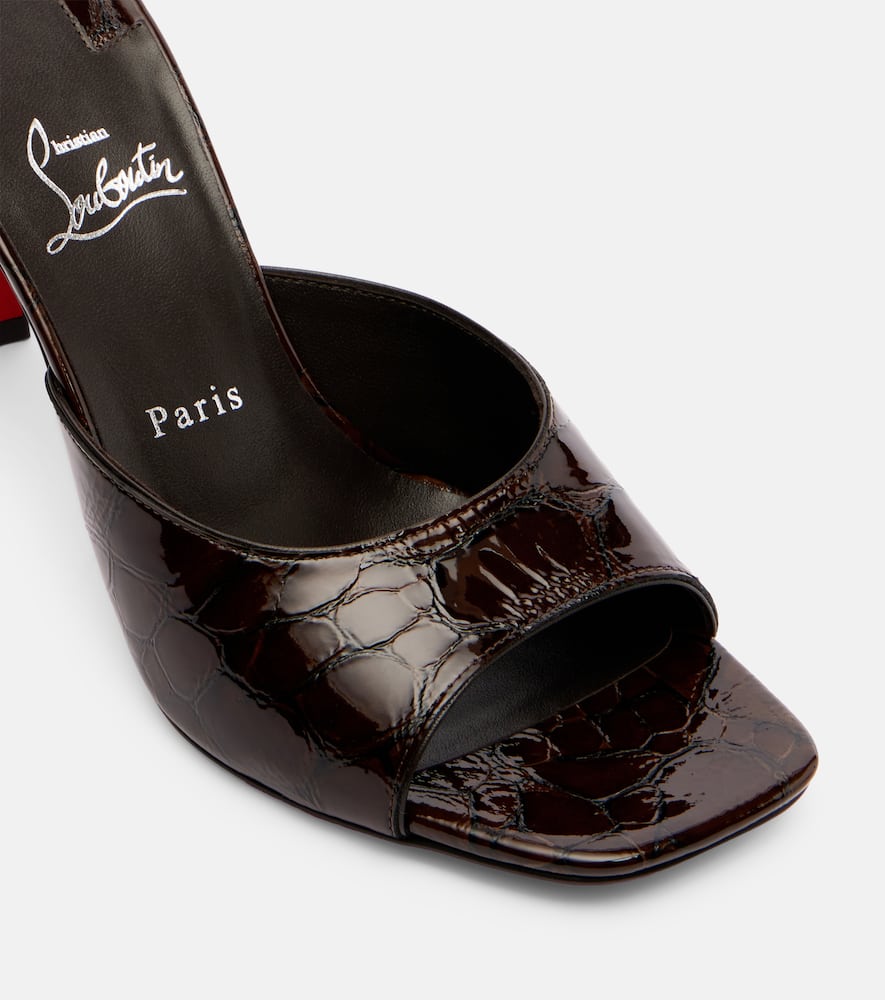 Christian Louboutin Condora 85 Patent Leather Mules In Brown