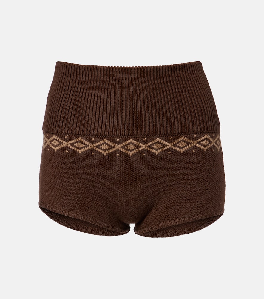 Magda Butrym Argyle Crochet Wool Shorts In Brown