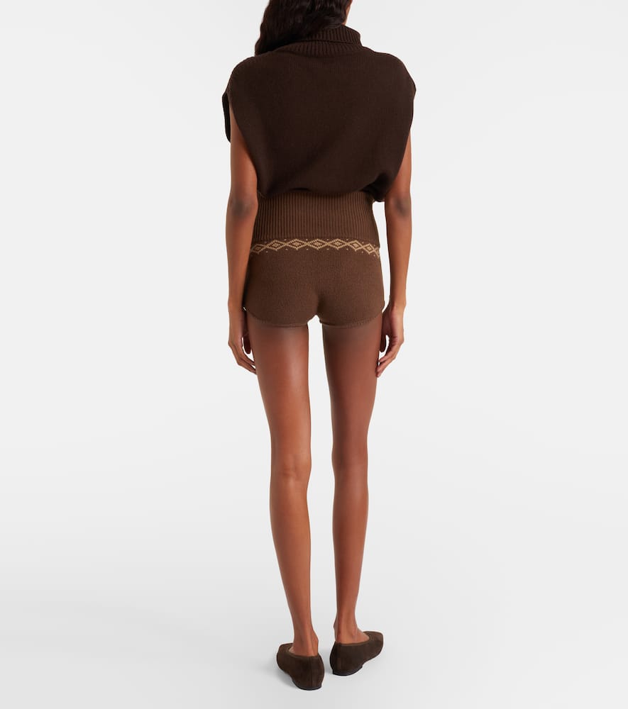 Magda Butrym Argyle Crochet Wool Shorts In Brown