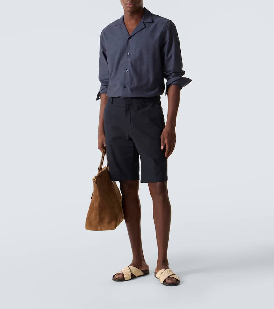 Frescobol Carioca Safra Cotton Flannel Shirt In Blue