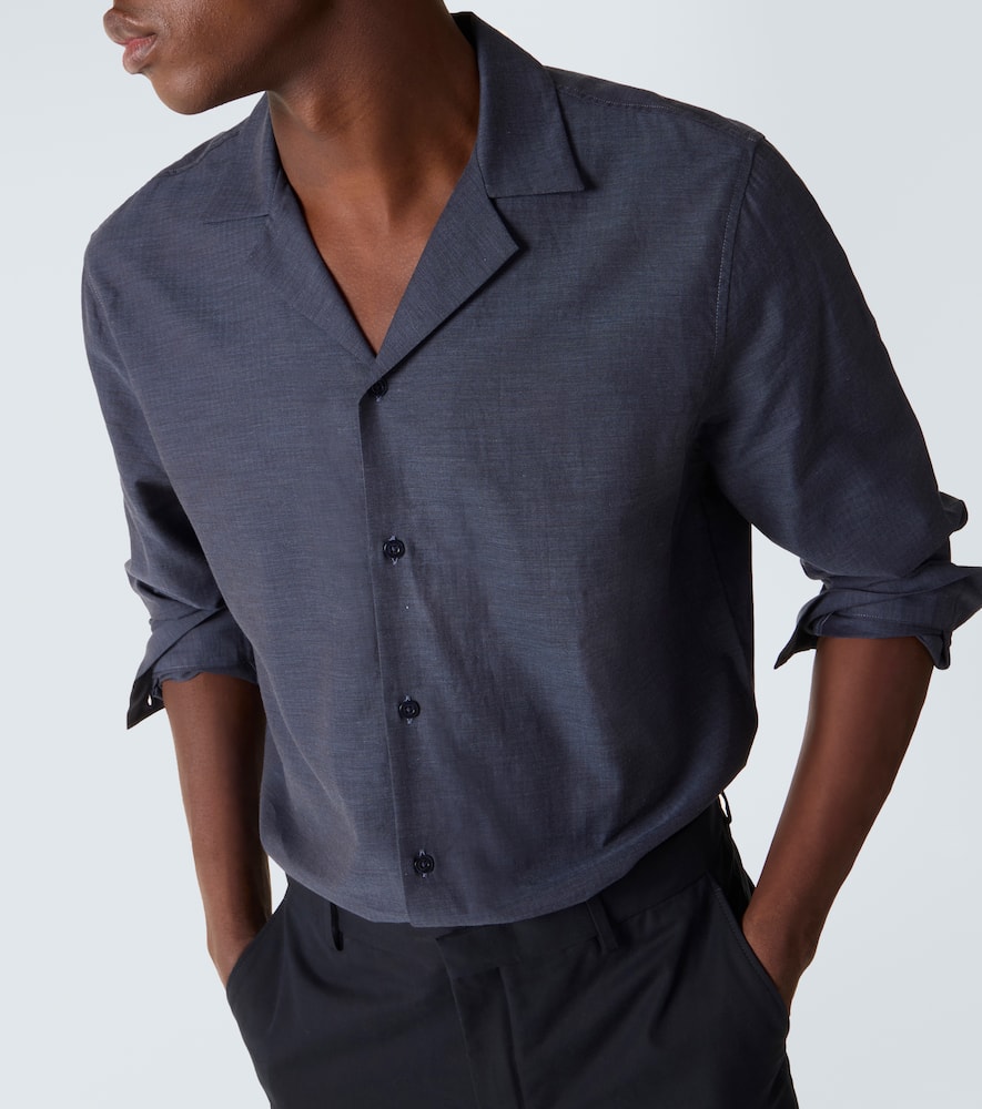 Frescobol Carioca Safra Cotton Flannel Shirt In Blue