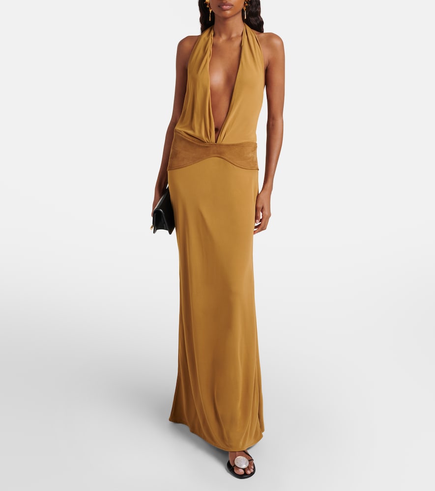  Christopher Esber Christopher Esber Robe Aus Jersey Mit Veloursleder 