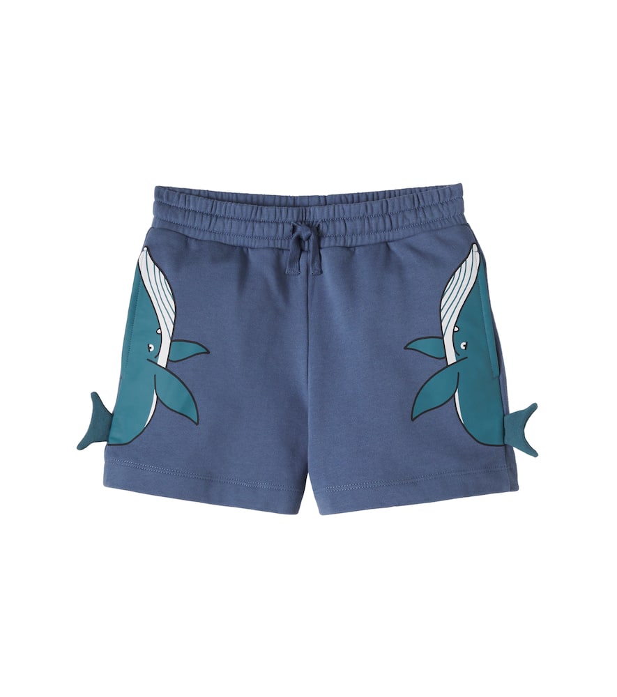 Stella Mccartney Kids' Printed Cotton Jersey Shorts In Blue
