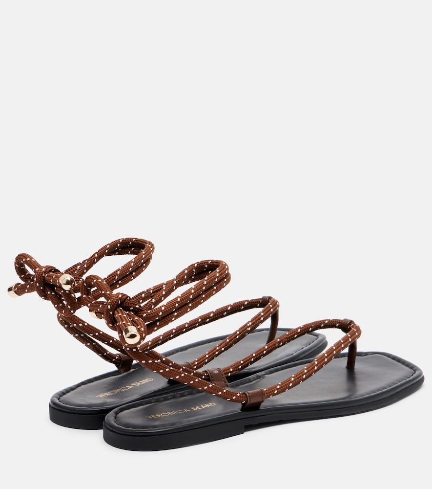  Veronica Beard Veronica Beard Carmina Leather-trimmed Thong Sandals 