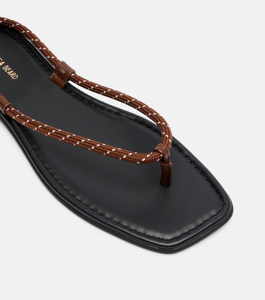  Veronica Beard Veronica Beard Carmina Leather-trimmed Thong Sandals 
