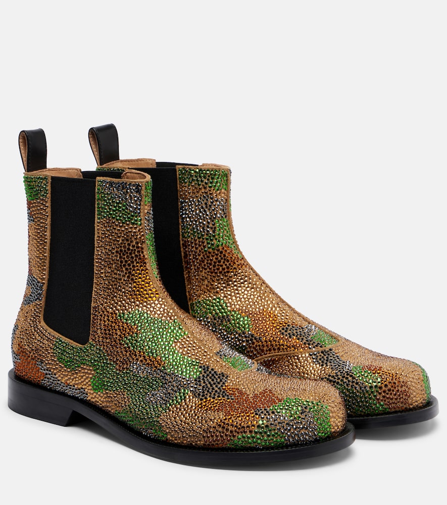 JW Anderson Camouflage embellished suede Chelsea boots