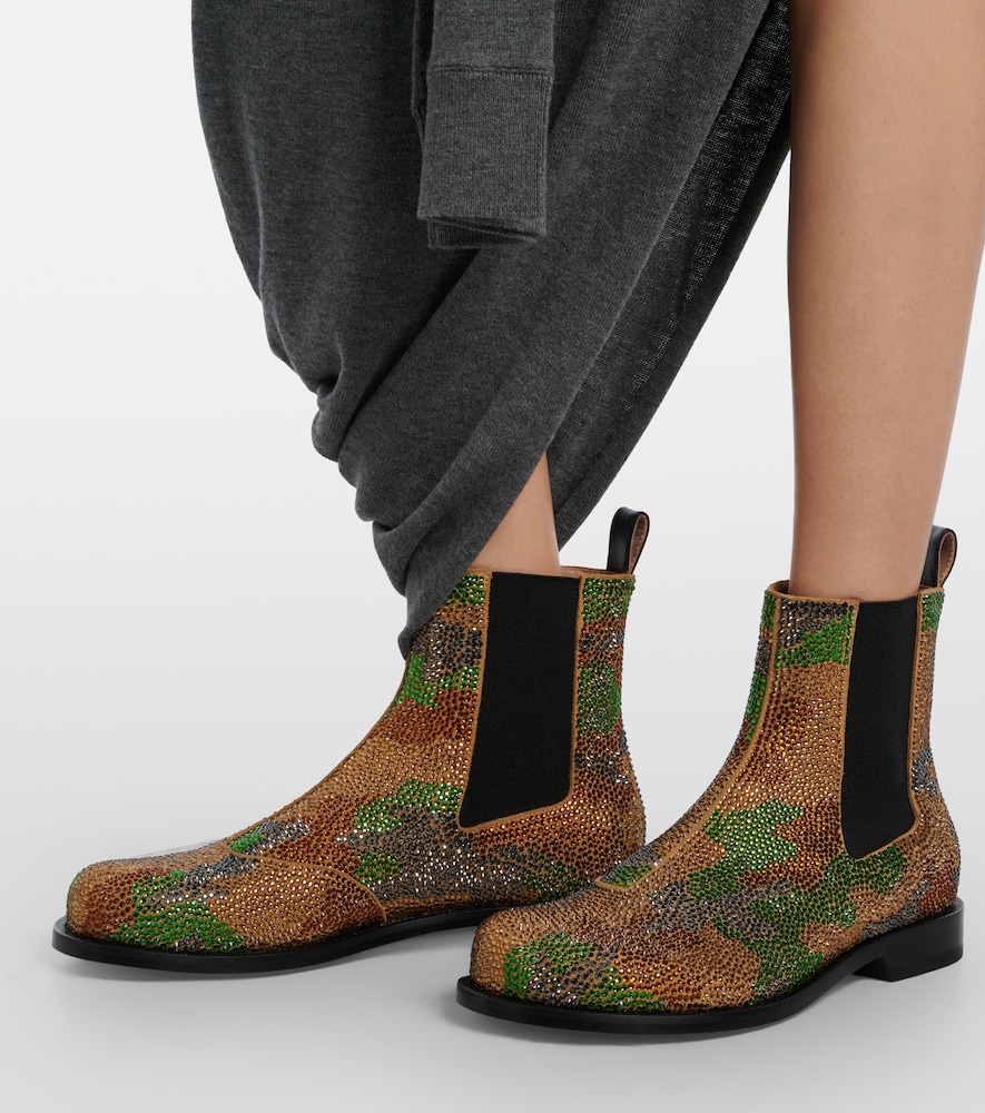 JW Anderson Camouflage embellished suede Chelsea boots