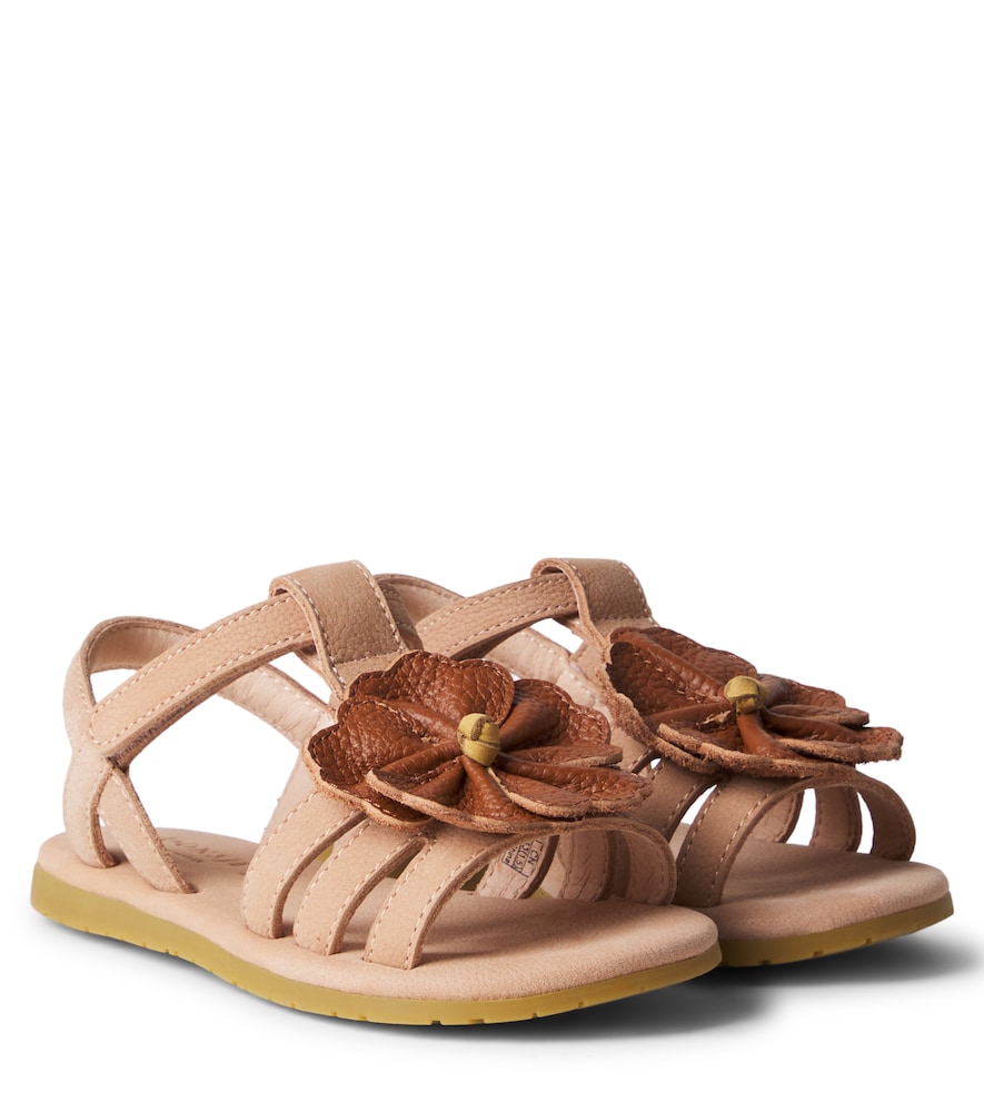 Donsje Brown Iles Floral-Applique Leather Sandals UK Size 13 - Mytheresa