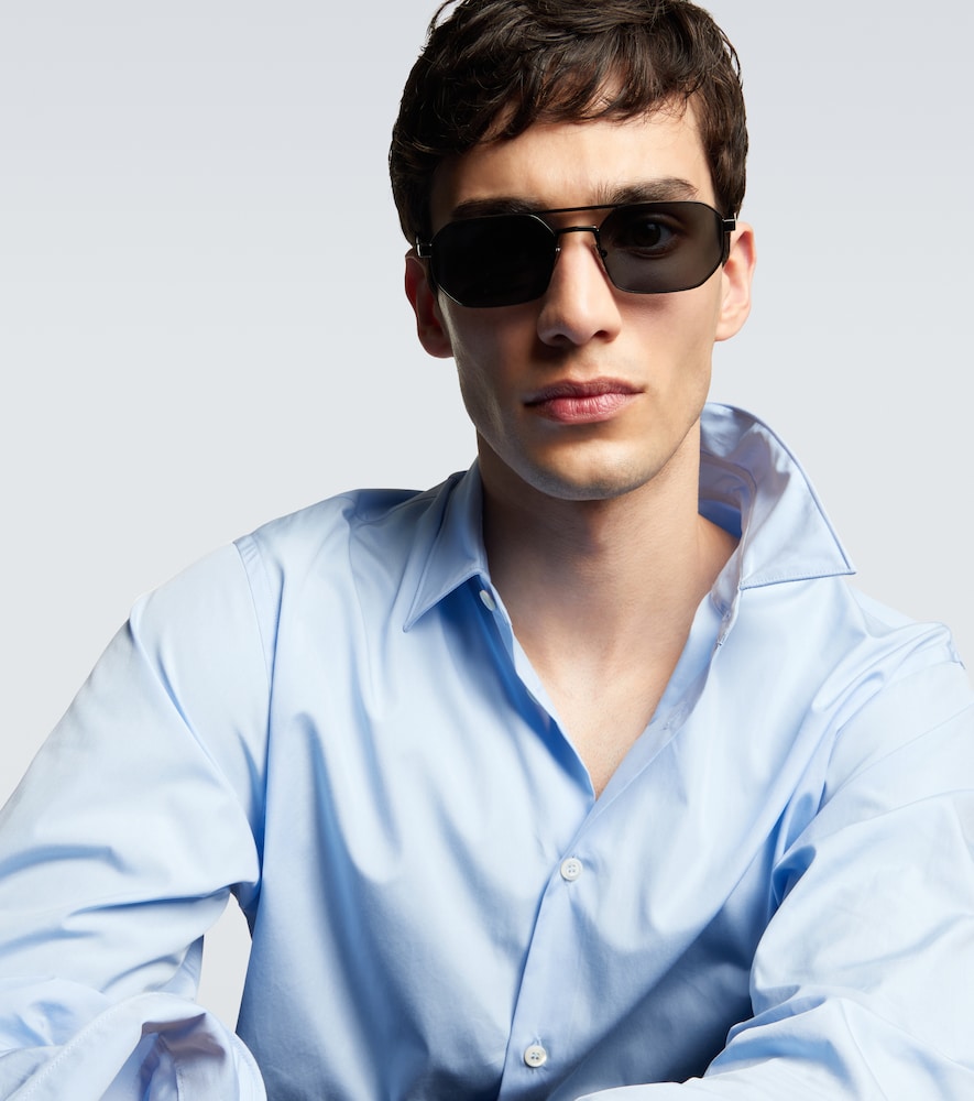 Prada Engraved Rectangular Sunglasses In Blue