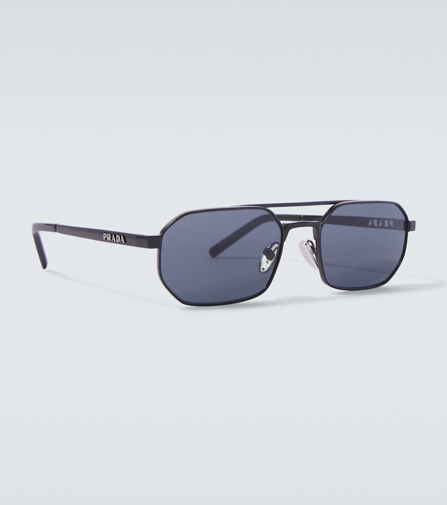 Prada Engraved Rectangular Sunglasses In Blue