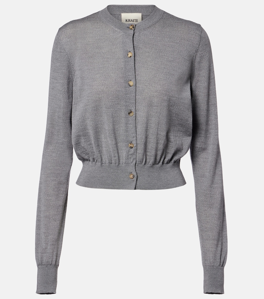 Khaite Women's Grey Tansy Cropped Wool And Cashmere Cardigan UK Size 16 - Mytheresa