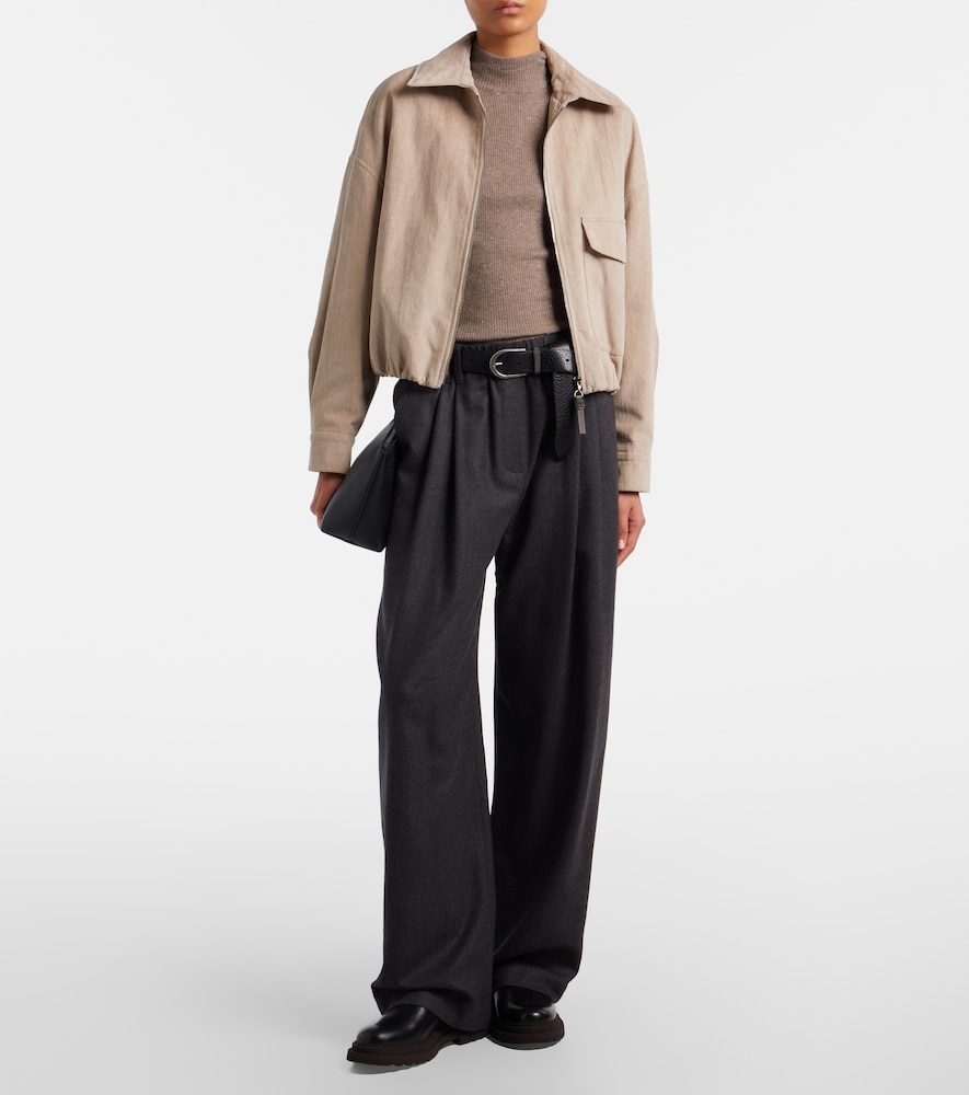  Brunello Cucinelli Brunello Cucinelli Monili Virgin Wool Wide-leg Pants 