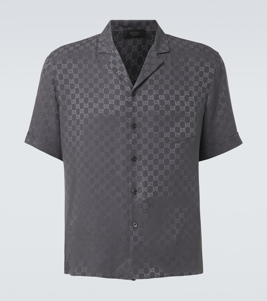 Gucci Men's Grey Gg Silk Jacquard Bowling Shirt UK Size 15,5 - Mytheresa