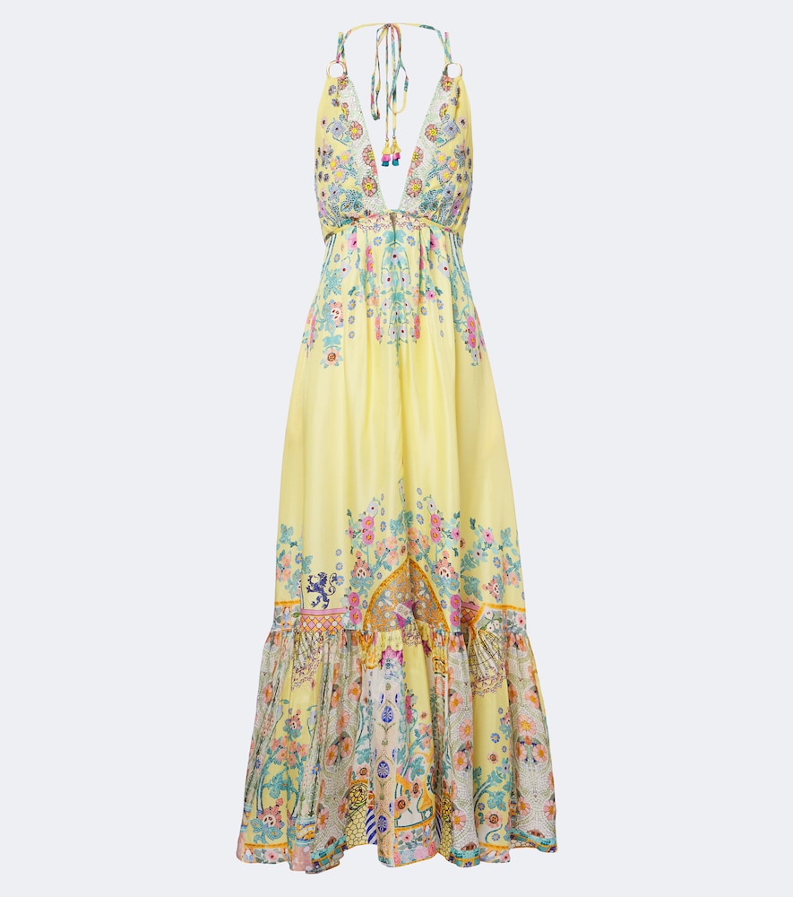 Maxikleid aus Seide mit Pailletten