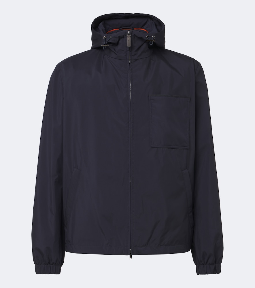 Regenjacke mit Leder