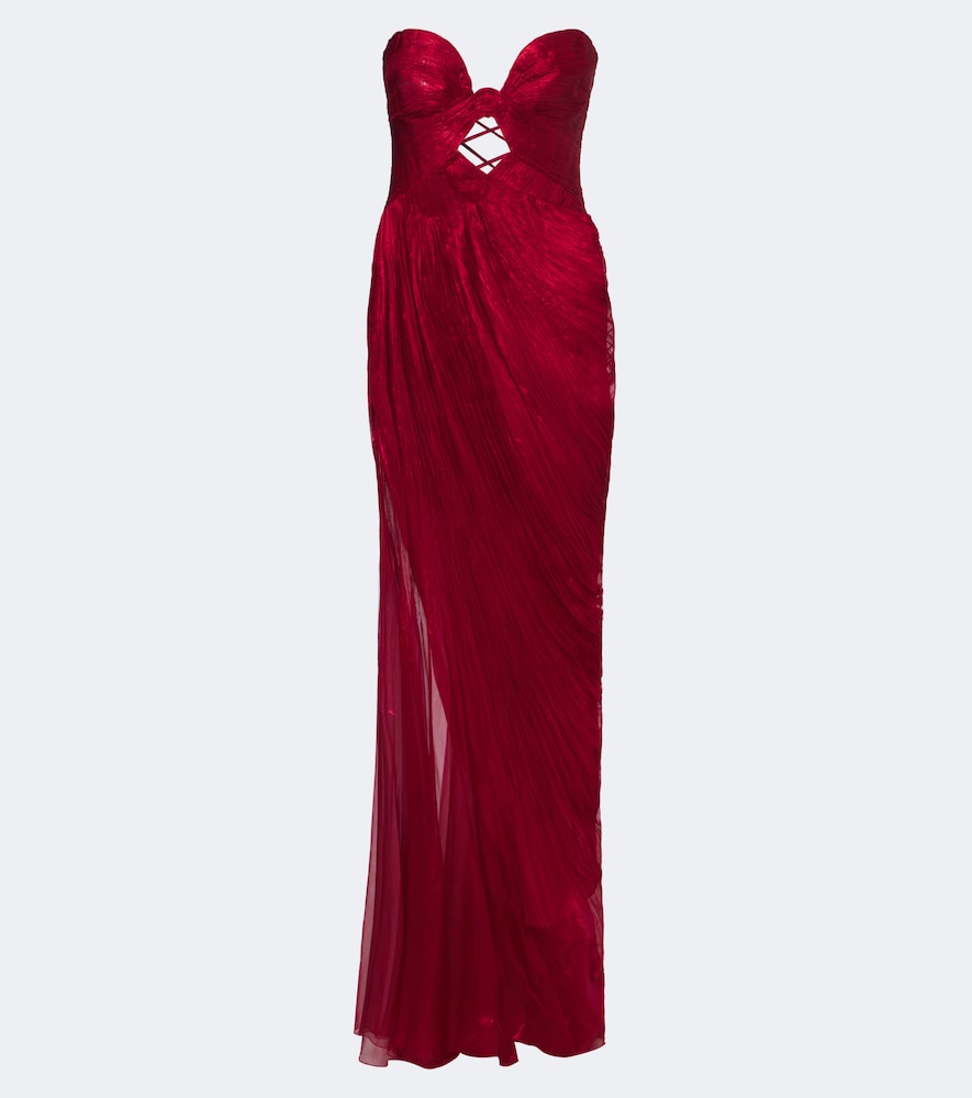 Maria Lucia Hohan Zephyra Metallic Silk Corset Gown In Rot