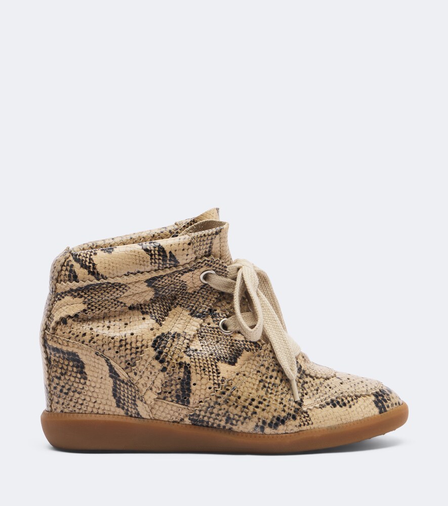 Bobby Snake-Effect Leather Wedge Sneakers