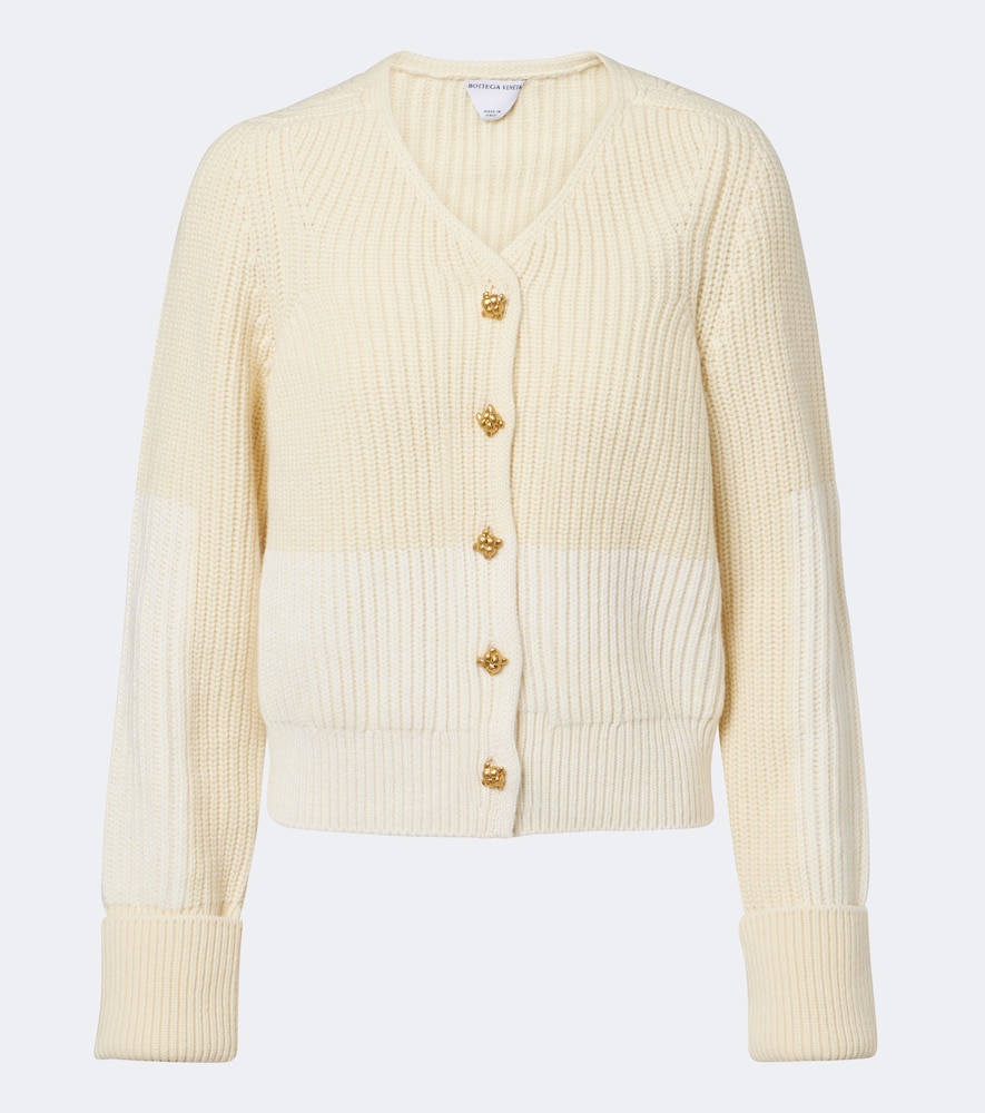 Bottega Veneta Ribbed-knit Wool And Cashmere Cardigan In White
