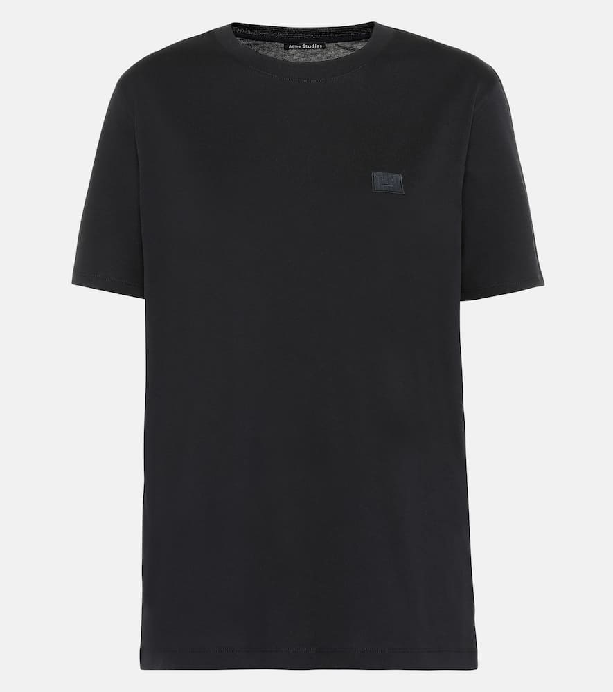 Shop Acne Studios Face Cotton-jersey T-shirt In Black