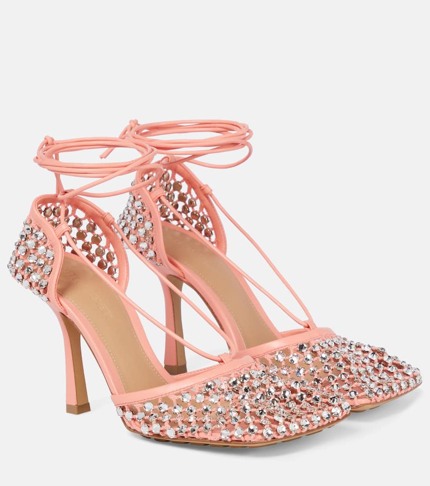 Bottega Veneta Leather Sparkle Stretch Pumps 105 In Pink Modesens