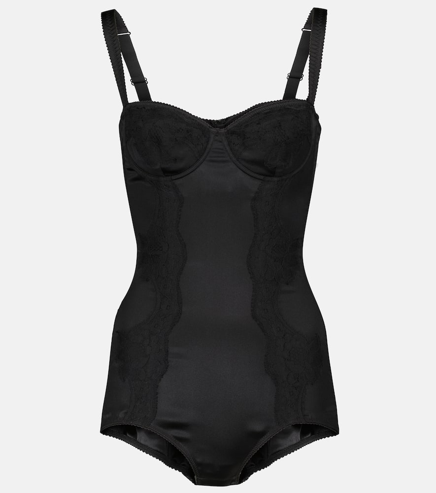 Dolce & Gabbana Silk-blend satin and lace bodysuit