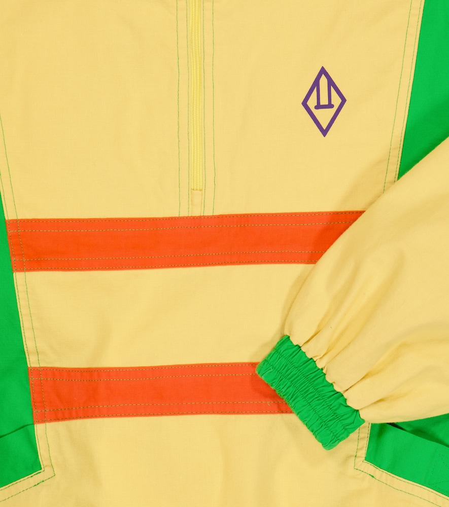 The Animals Observatory Carp Colorblocked Cotton Jacket In Yellow Logo
