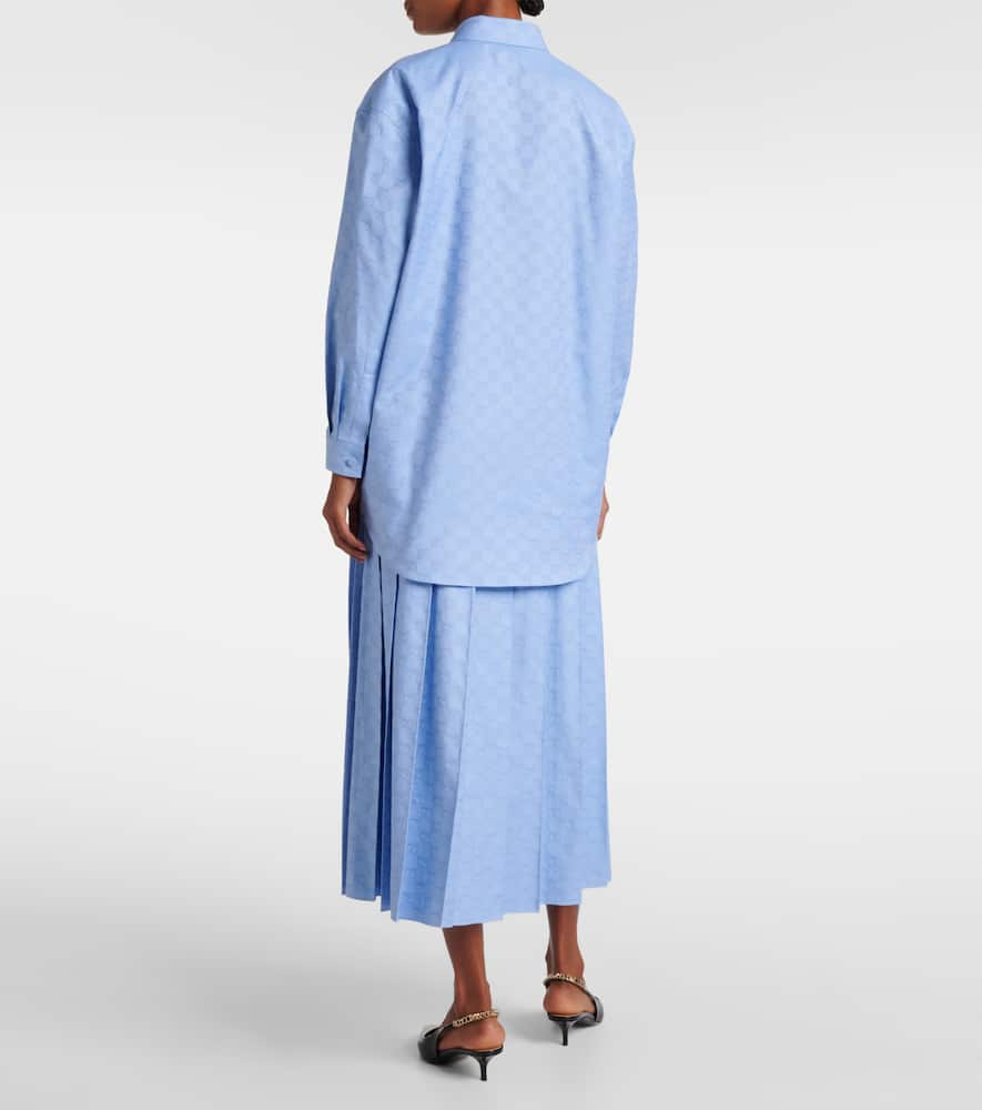 Shop Gucci Gg Oversized Cotton Shirt In Blue