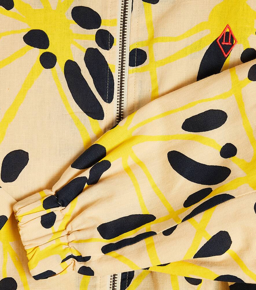 The Animals Observatory Tiger Linen And Cotton Jacket In Beige
