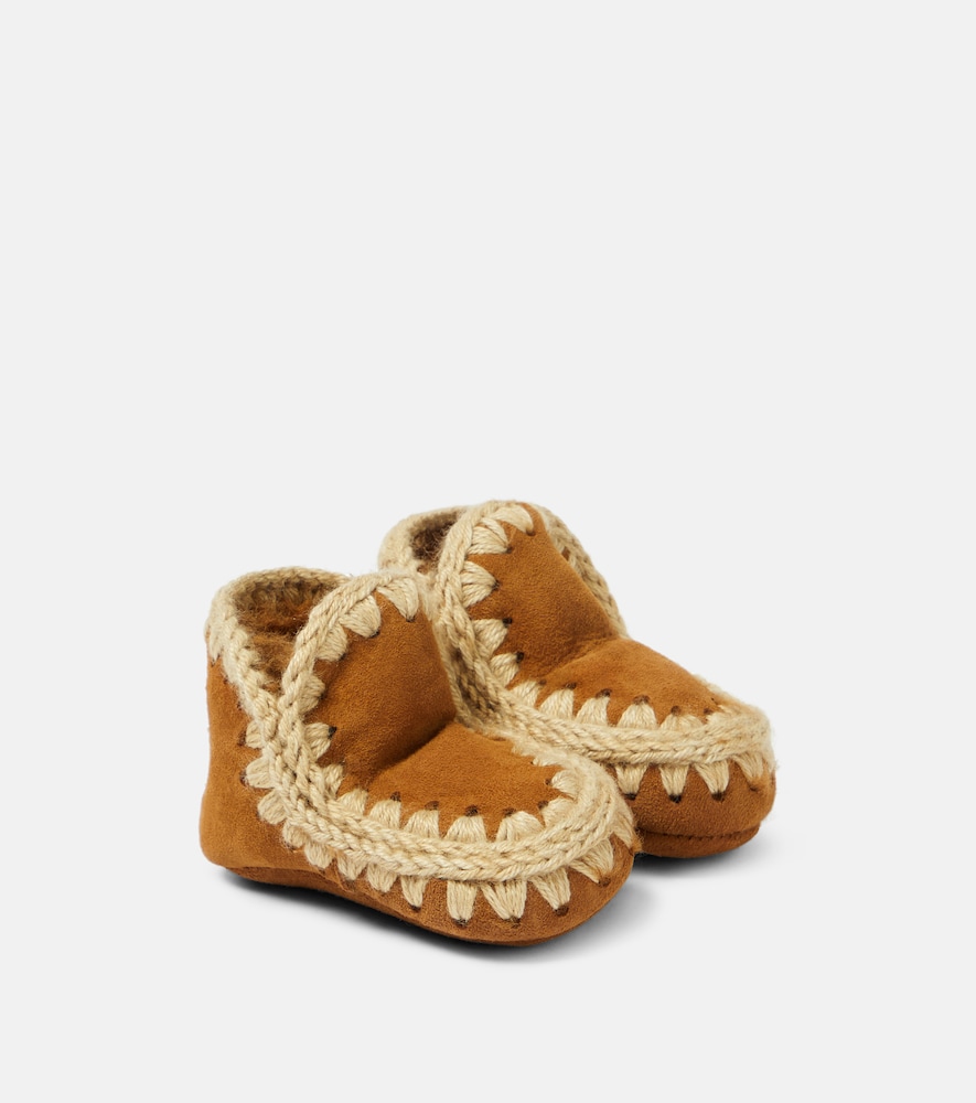 Mou Kids Baby shearling-lined suede booties