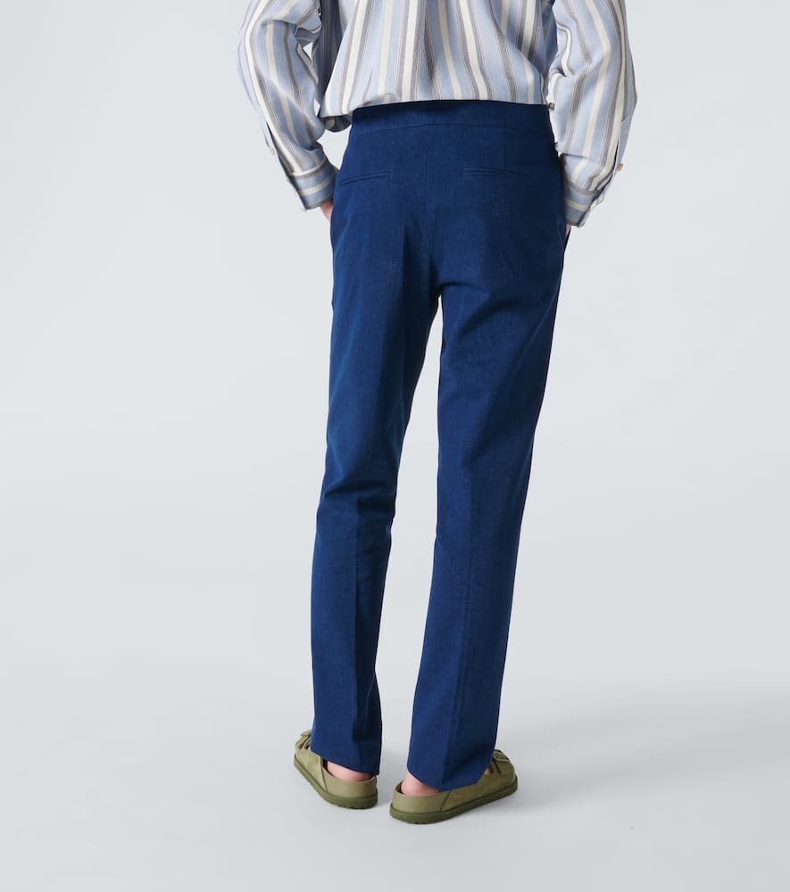 Shop King & Tuckfield Cotton Slim Pants In Indigo