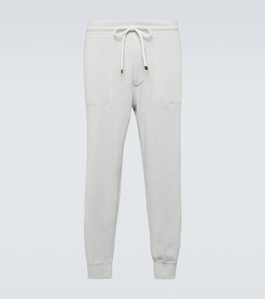 Ribbed-knit cotton sweatpants