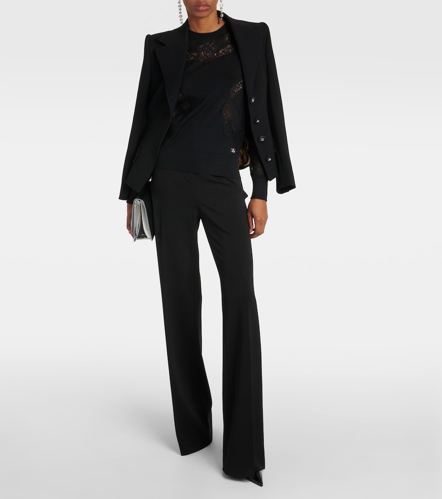 Dolce & Gabbana Lace-trimmed cashmere-blend sweater