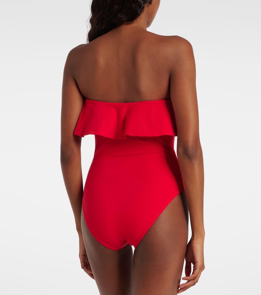 Karla Colletto Ruffled Bandeau Swimsuit In Red
