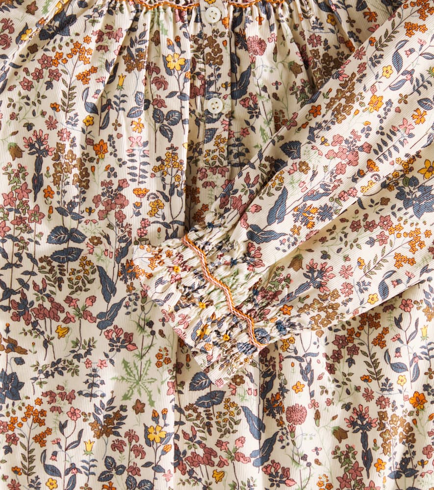 Bonpoint Petale Smocked Floral Cotton Top In Multicoloured