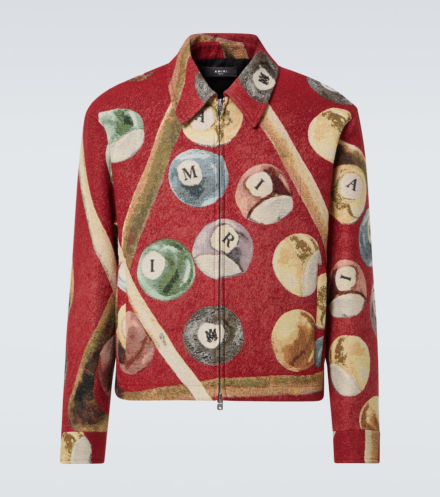 Amiri Mens Deep Red Tapestry Graphic-print Relaxed-fit Woven-blend Jacket In Deep Red