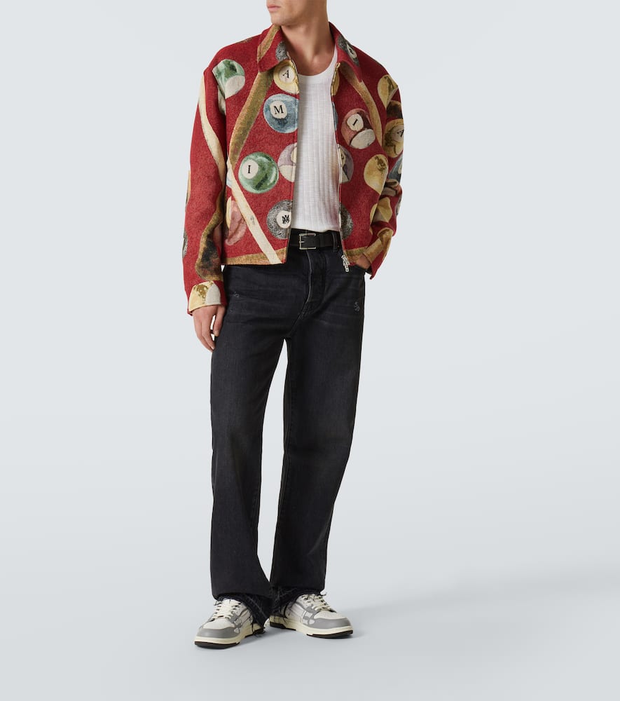 Amiri Mens Deep Red Tapestry Graphic-print Relaxed-fit Woven-blend Jacket In Deep Red