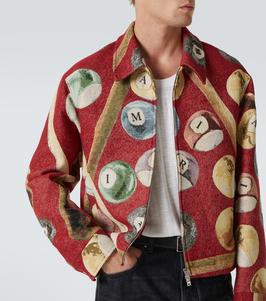 Amiri Mens Deep Red Tapestry Graphic-print Relaxed-fit Woven-blend Jacket In Deep Red