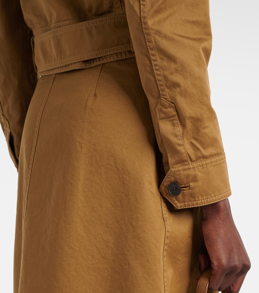 Shop Saint Laurent Cropped Cotton Serge Jacket In Chatain