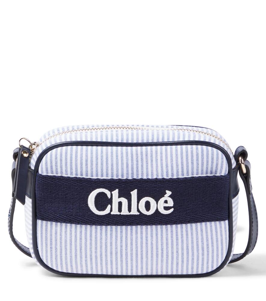 Chloé Kids Logo striped canvas shoulder bag