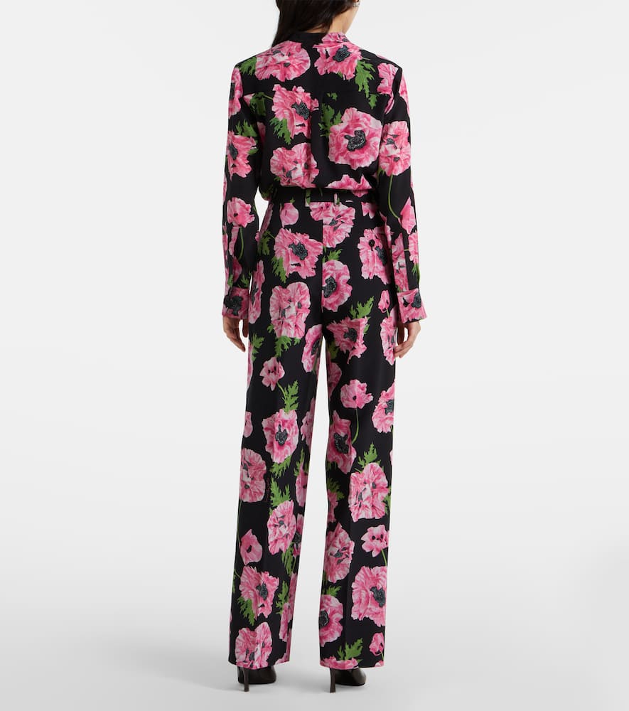 Stella Mccartney Poppy Floral Wide-leg Pants In Black