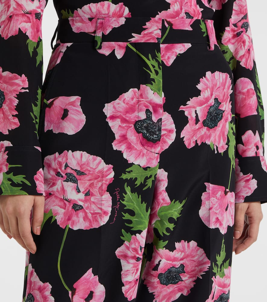Stella Mccartney Poppy Floral Wide-leg Pants In Black