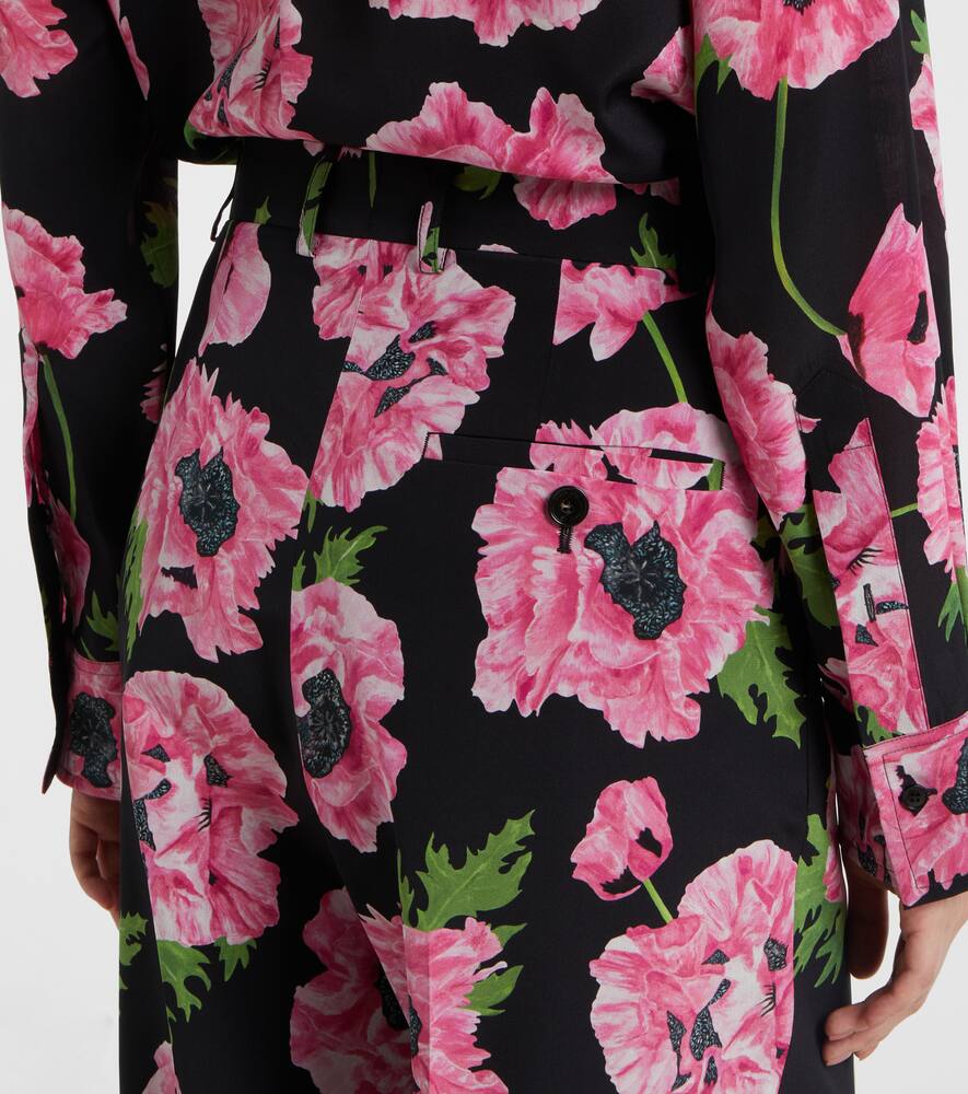 Stella Mccartney Poppy Floral Wide-leg Pants In Black