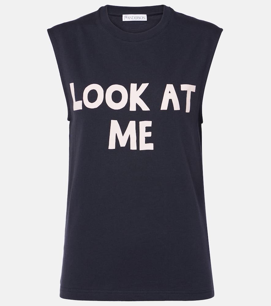 Printed cotton jersey tank top